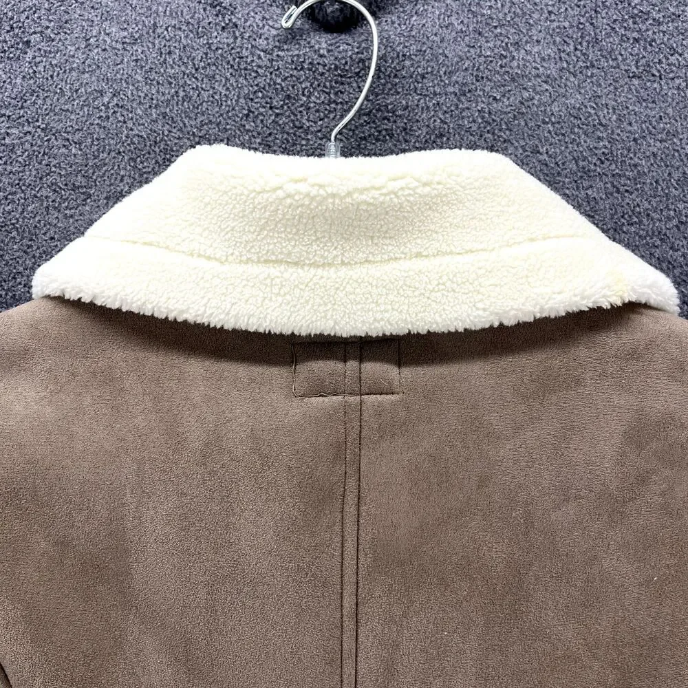 DRIFTWOOD Jacket womens Small faux suede beige embroidered sleeves Fleece lined - Picture 16 of 16